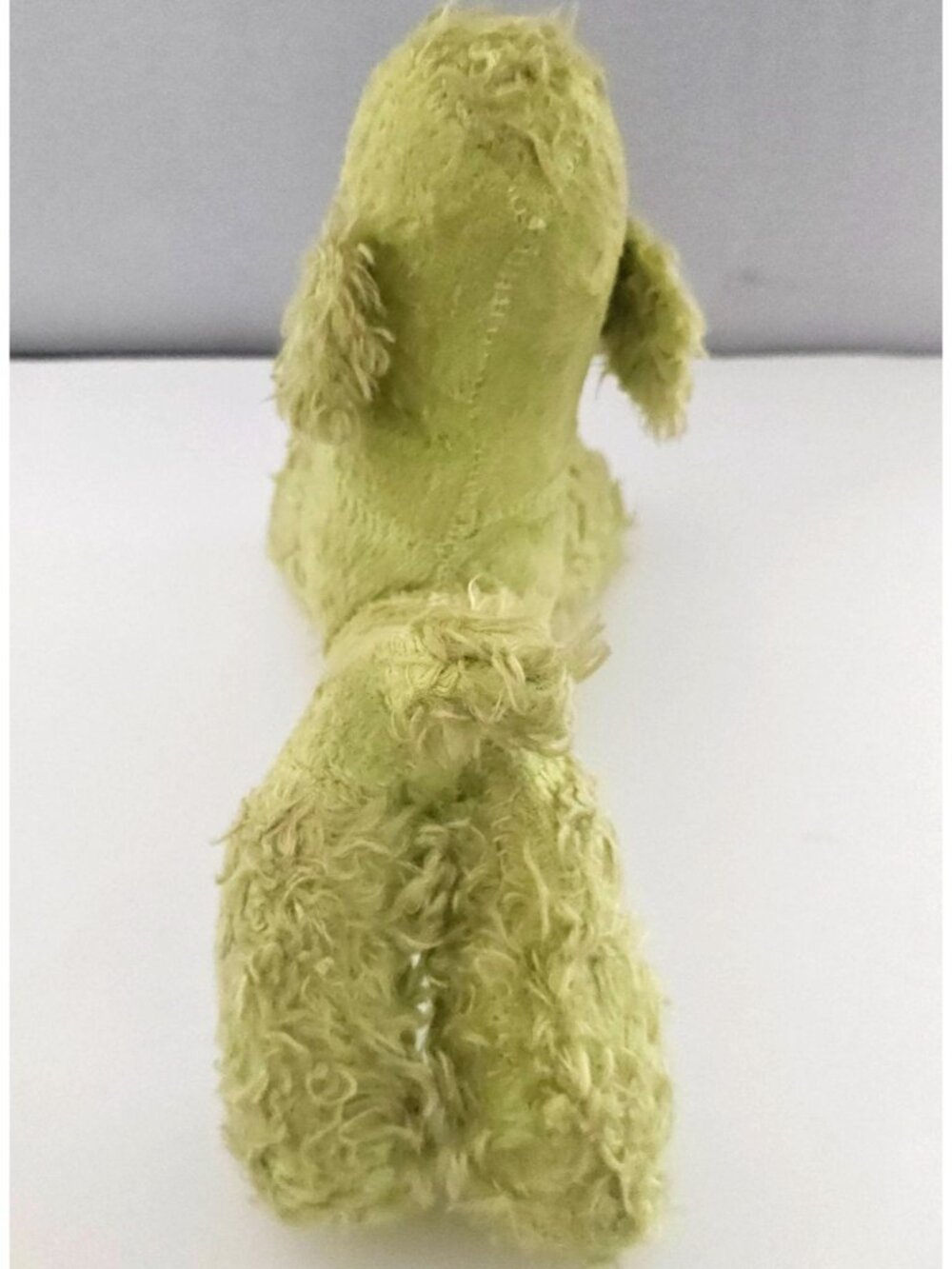 Vintage Rubber Face Dog Plush Toy Green Shaggy Fabric Mid-Century Style Hand-Sti - Picture 3 of 8